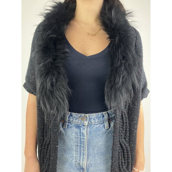 Olsen Europe Fur Trim Cardigan Sweater - Picture 15 of 16